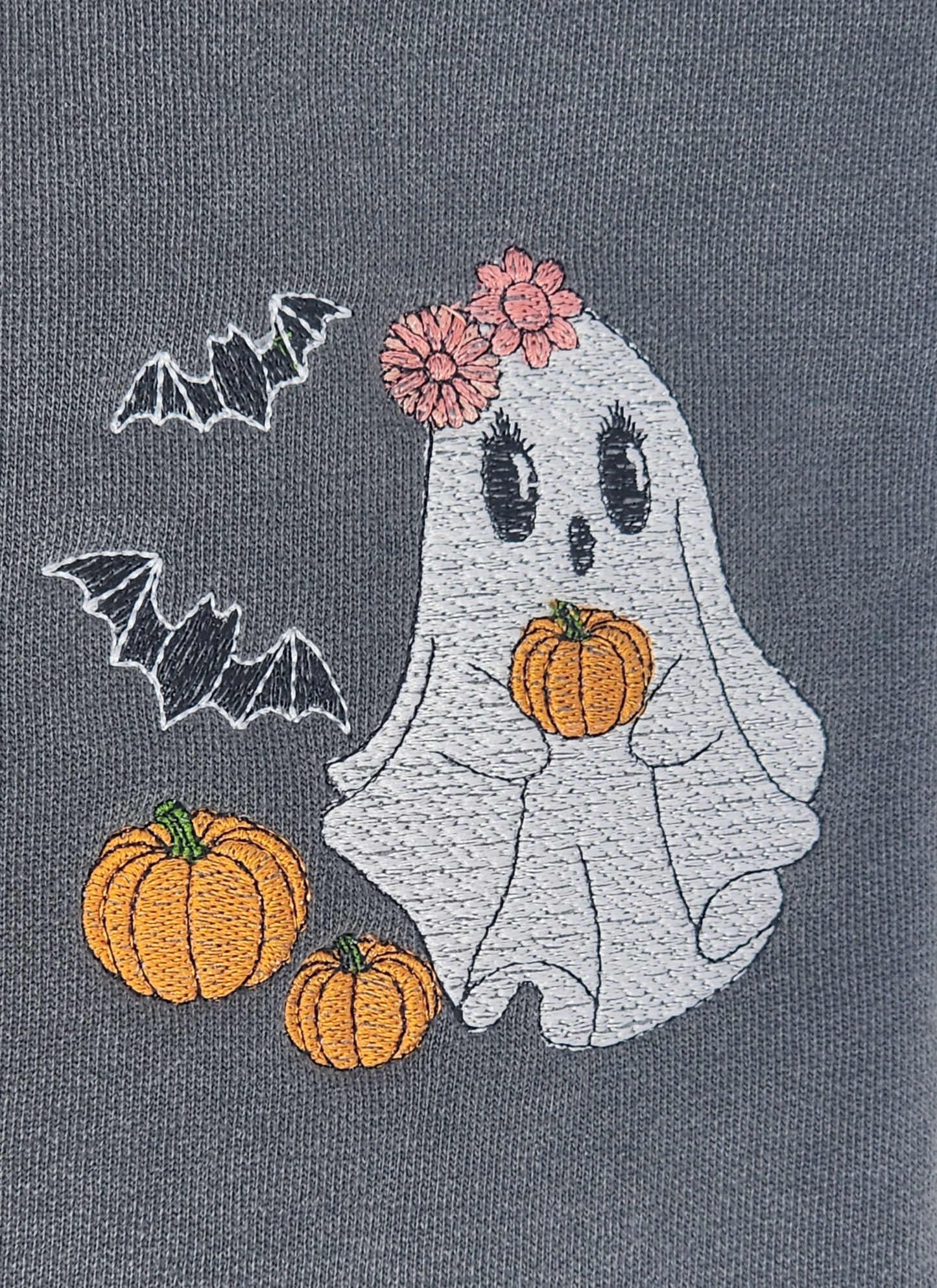 Spooky Cute Ghost Embroidered Comfort Colors Sweatshirt | Halloween Crewneck