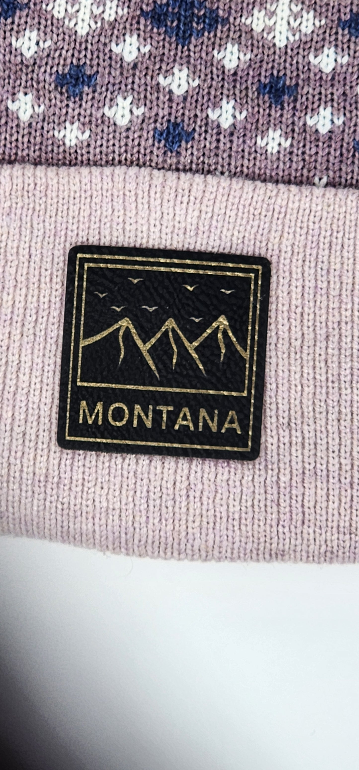 Montana Knit Beanie with Black and Gold Laser Engraved Patch | Unique Winter Hat | Gift for Mom, Dad, Sister, Brother, Friend