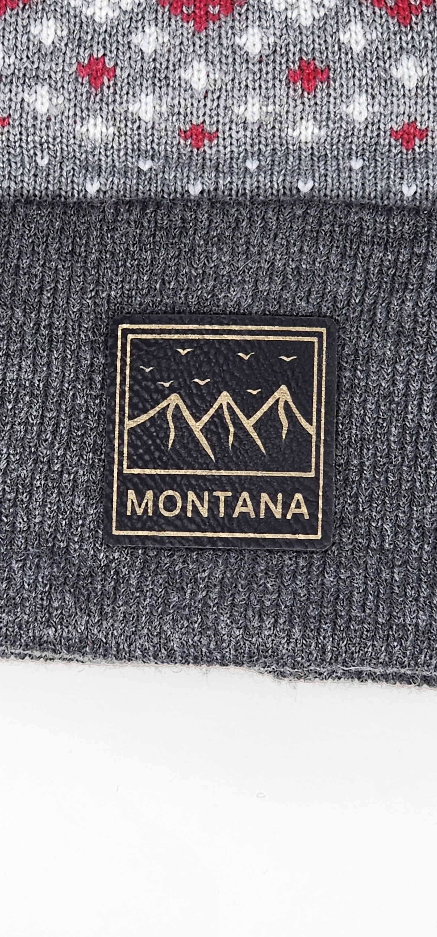 Montana Knit Beanie with Black and Gold Laser Engraved Patch | Unique Winter Hat | Gift for Mom, Dad, Sister, Brother, Friend