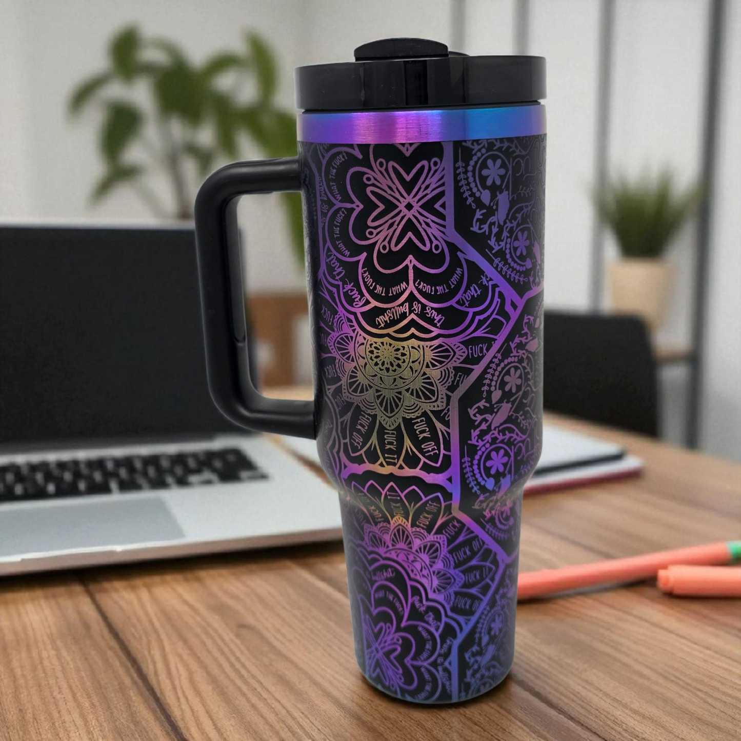 Nurse Cup Swear Mug Mandala Cuss Cup Divorce Gift Laser Engraved 40oz Tumbler Hidden Swear Words Funny Birthday Gift