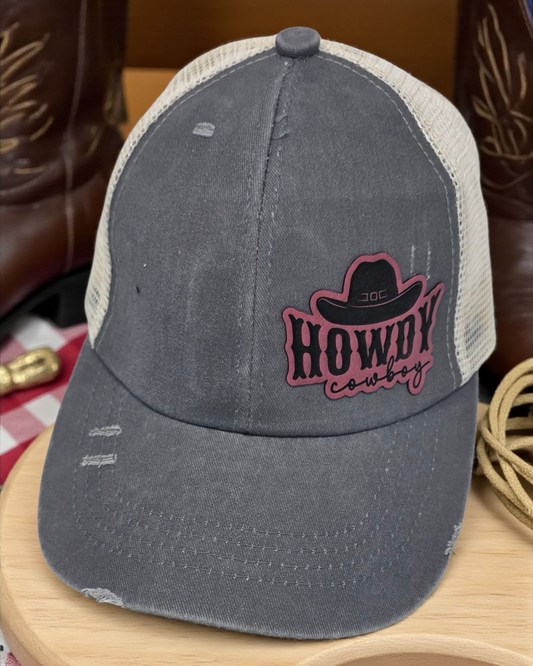 Howdy Cowboy! Gray Distressed Ballcap - Nature’s Eleance Meets Rugged Style!