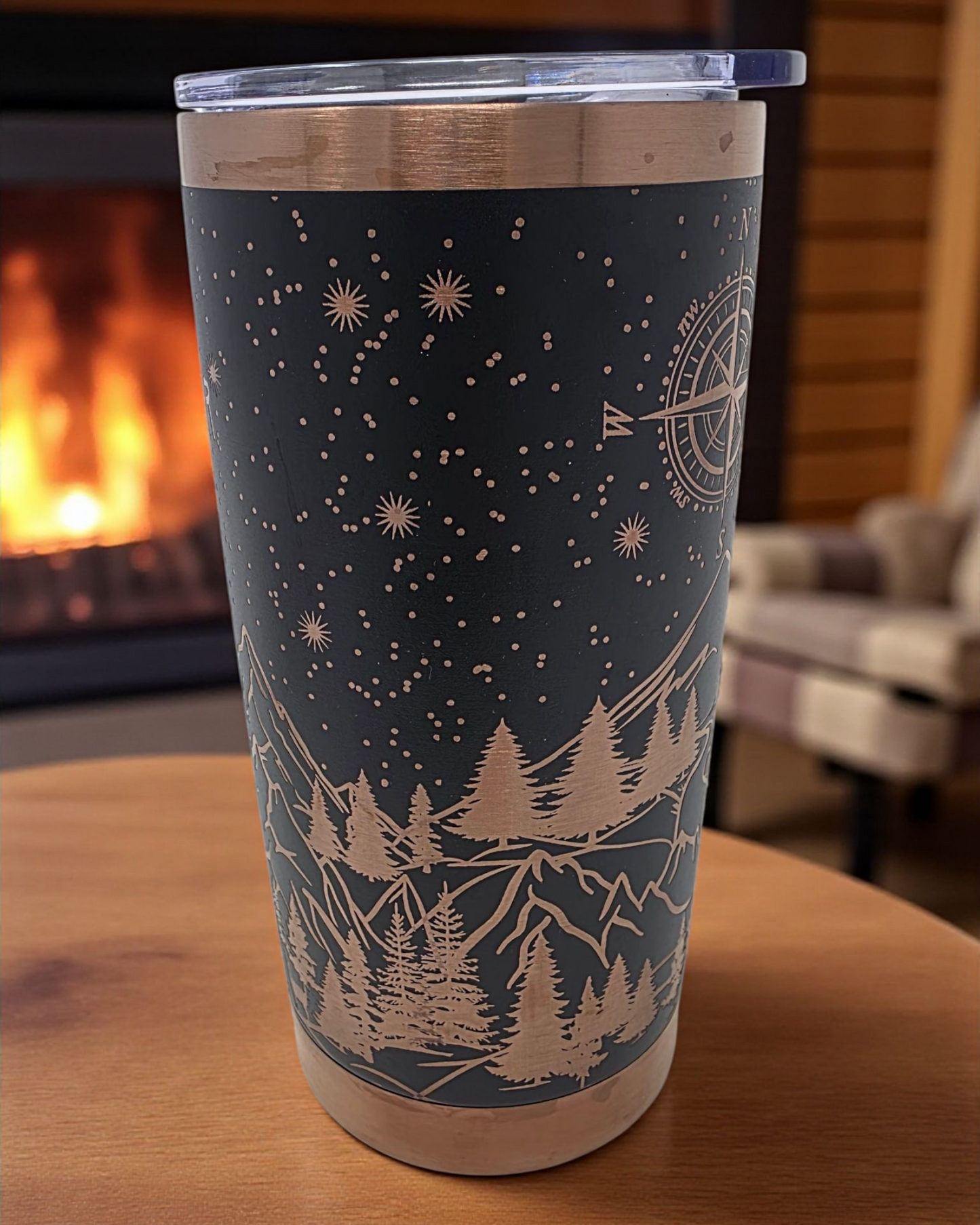 20oz Black & Copper Laser Engraved Tumbler - Not All Who Wander