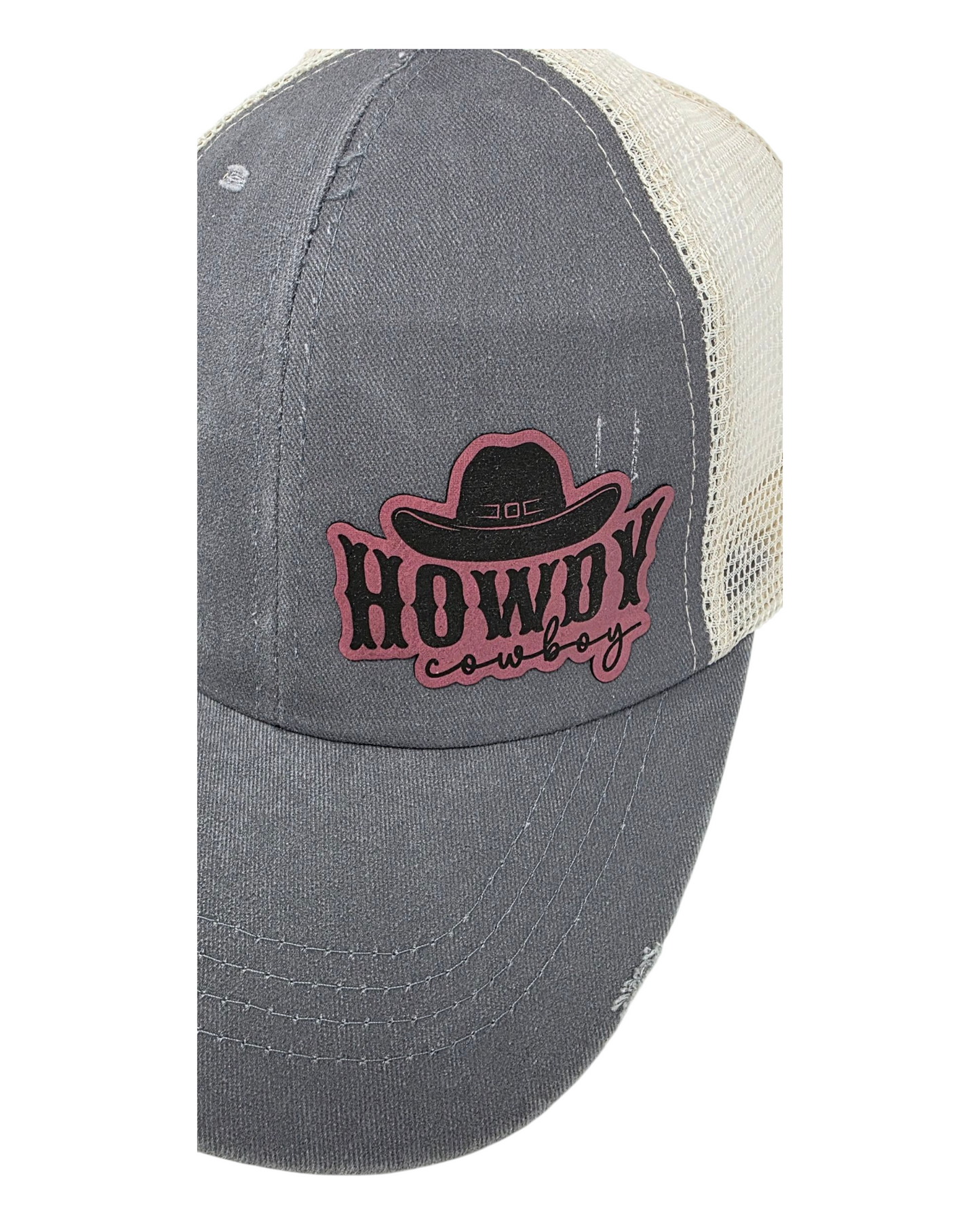 Howdy Cowboy! Gray Distressed Ballcap - Nature’s Eleance Meets Rugged Style!