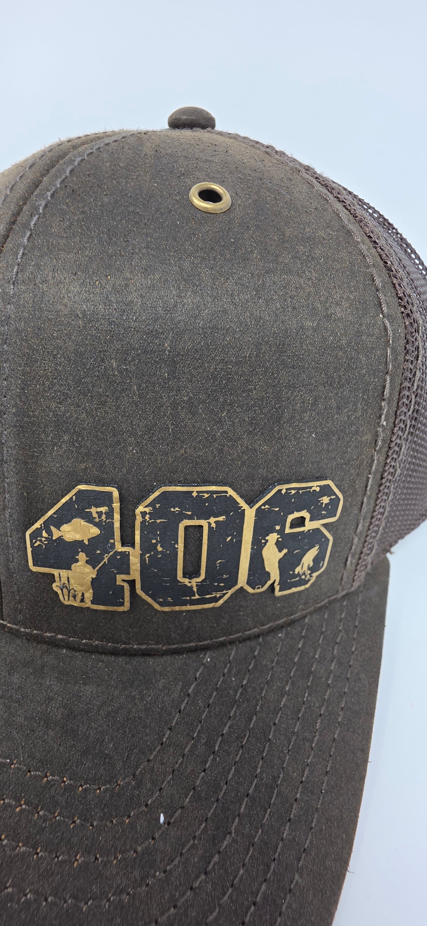 406 Fisherman Laser Engraved Patch on Richardson 112WF Fremont Trucker Cap