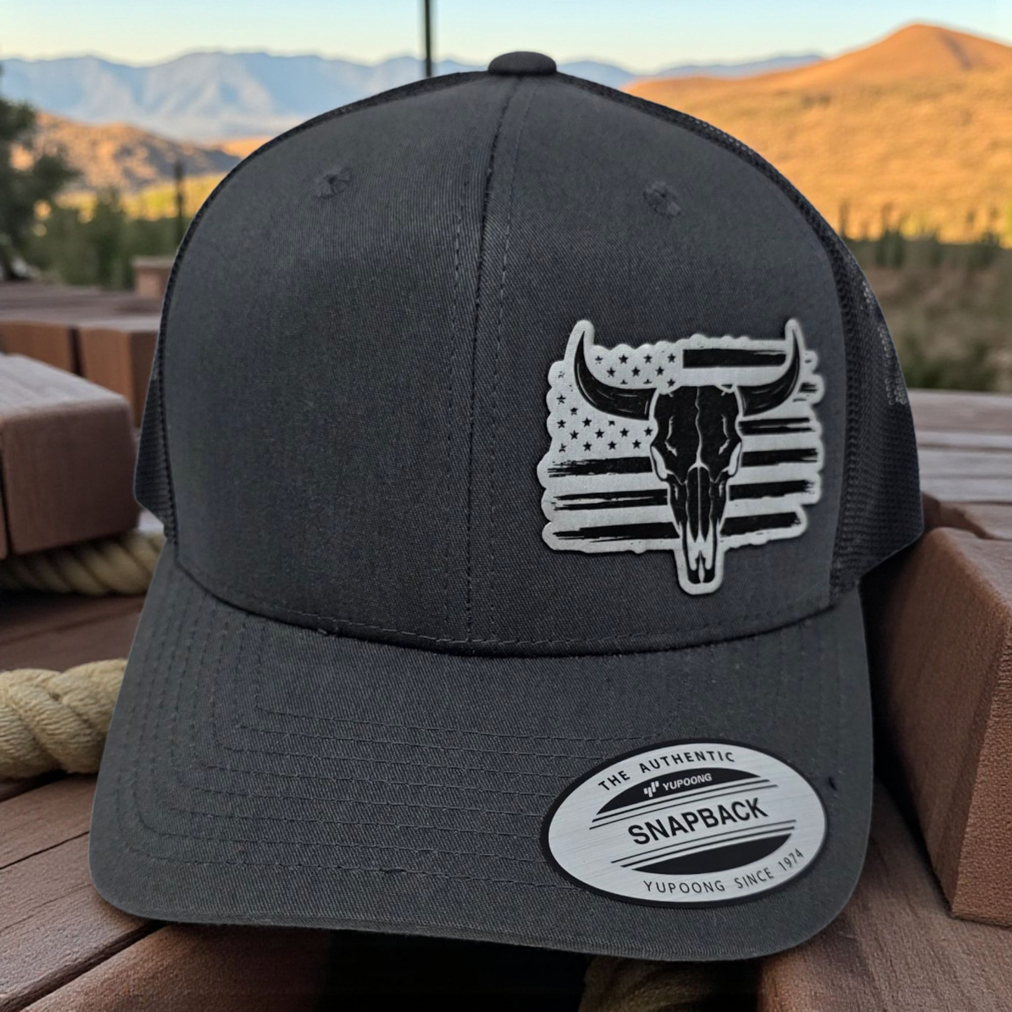 Strength and Patriotism Hat with Laser-Engraved Patch