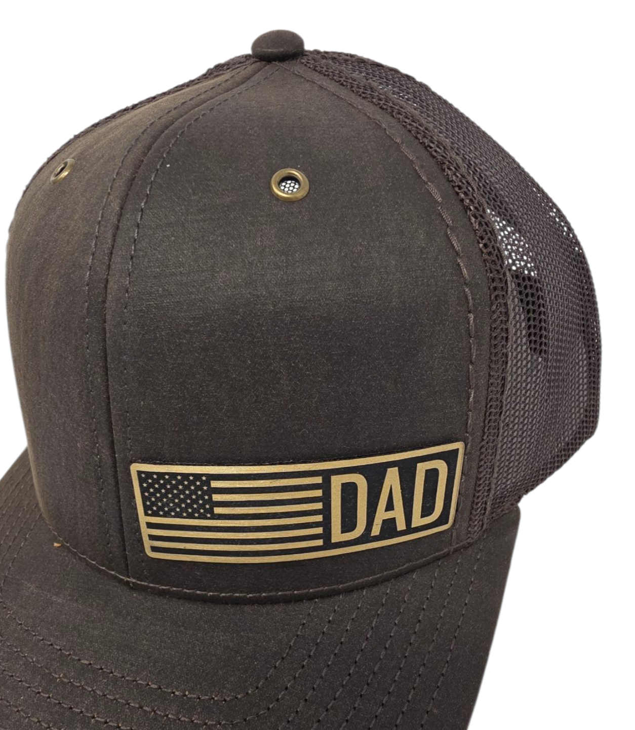 Patriotic Dad Laser Engraved Patch on Richardson 112WF Fremont Trucker Cap