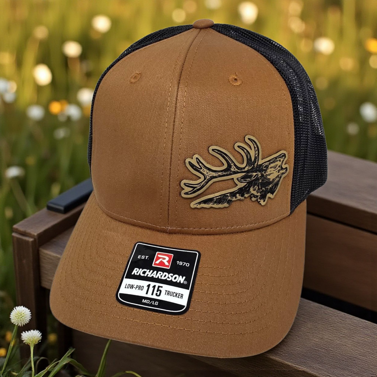 Richardson 115 Snapback Hat with Laser-Engraved Bugling Elk Patch