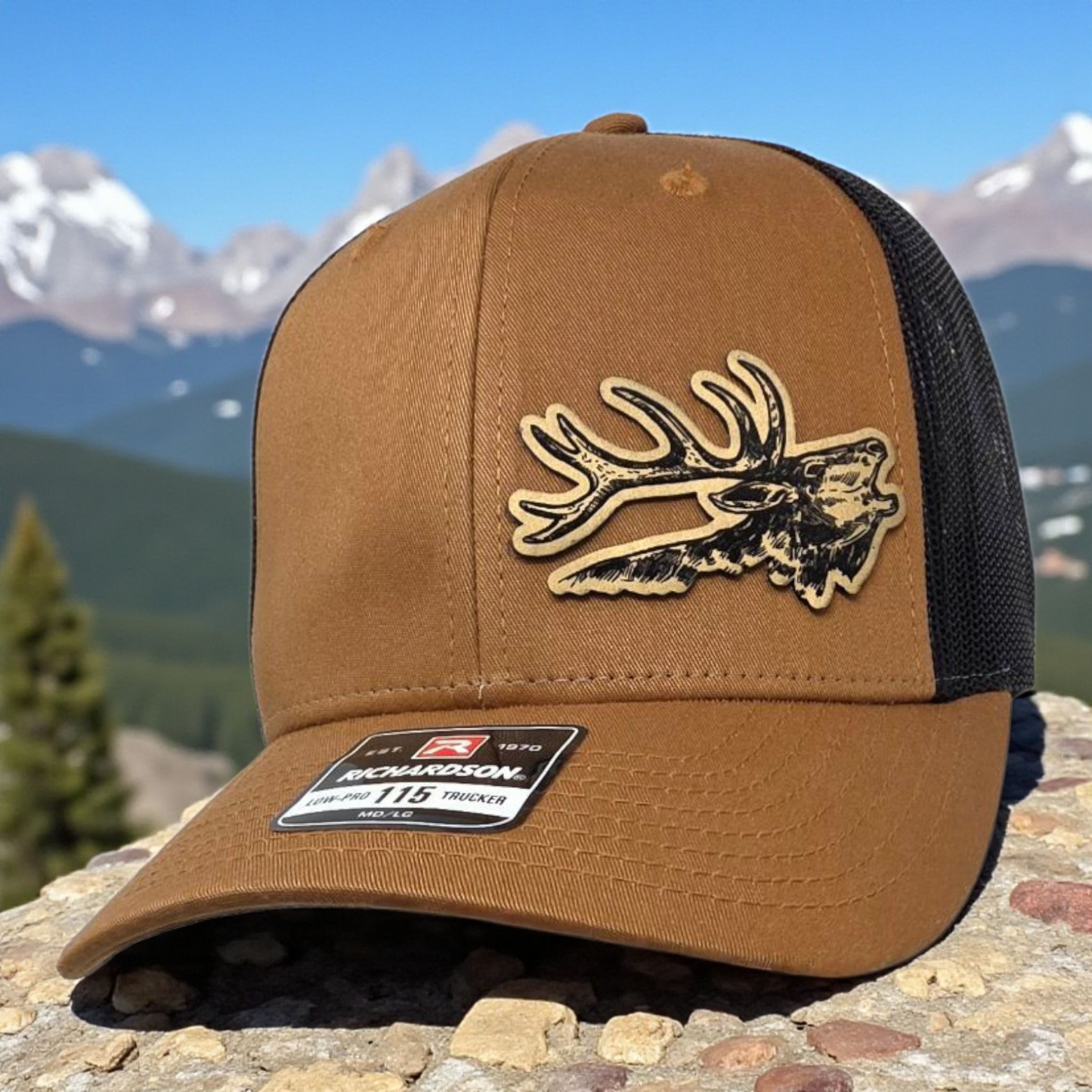 Richardson 115 Snapback Hat with Laser-Engraved Bugling Elk Patch