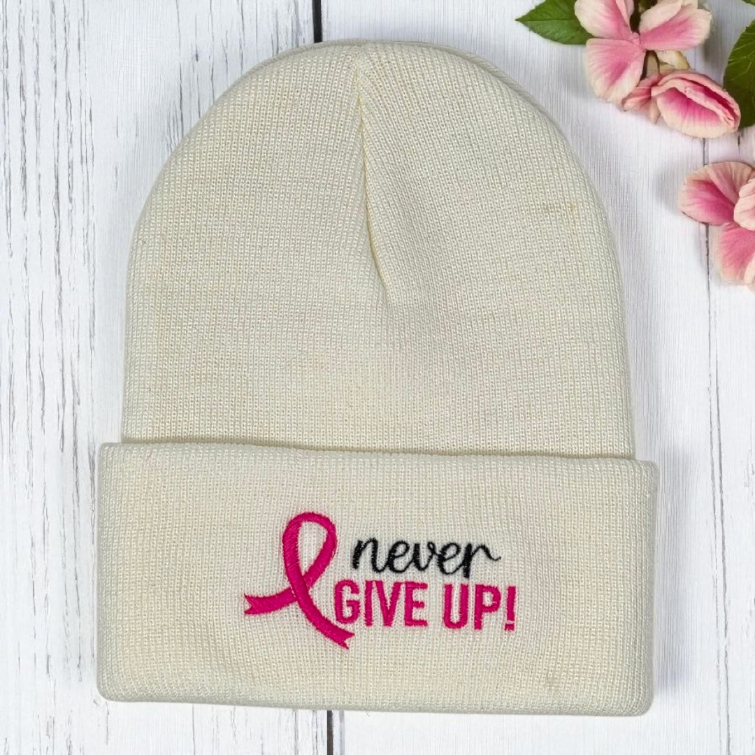 Breast Cancer Awareness Never Give Up Beanie
