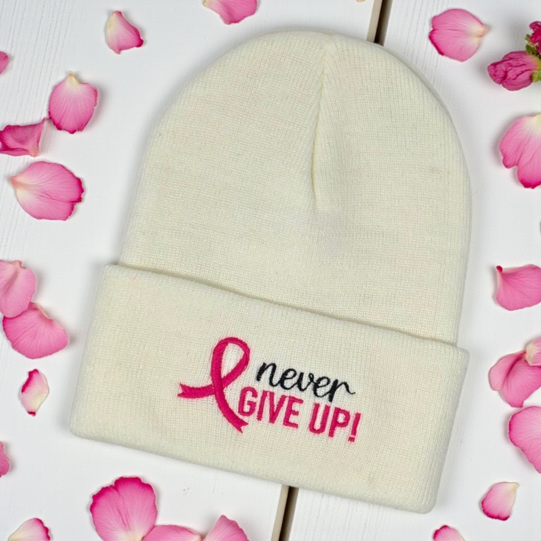 Breast Cancer Awareness Never Give Up Beanie