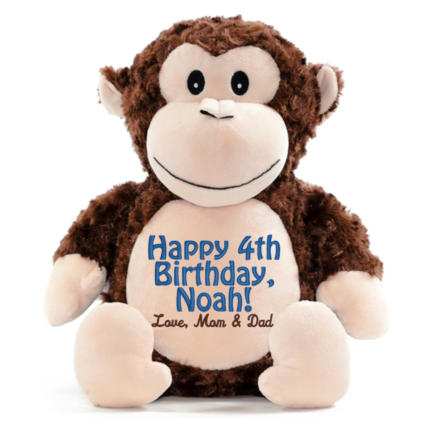 Brown Monkey - Personalized Embroidered Message
