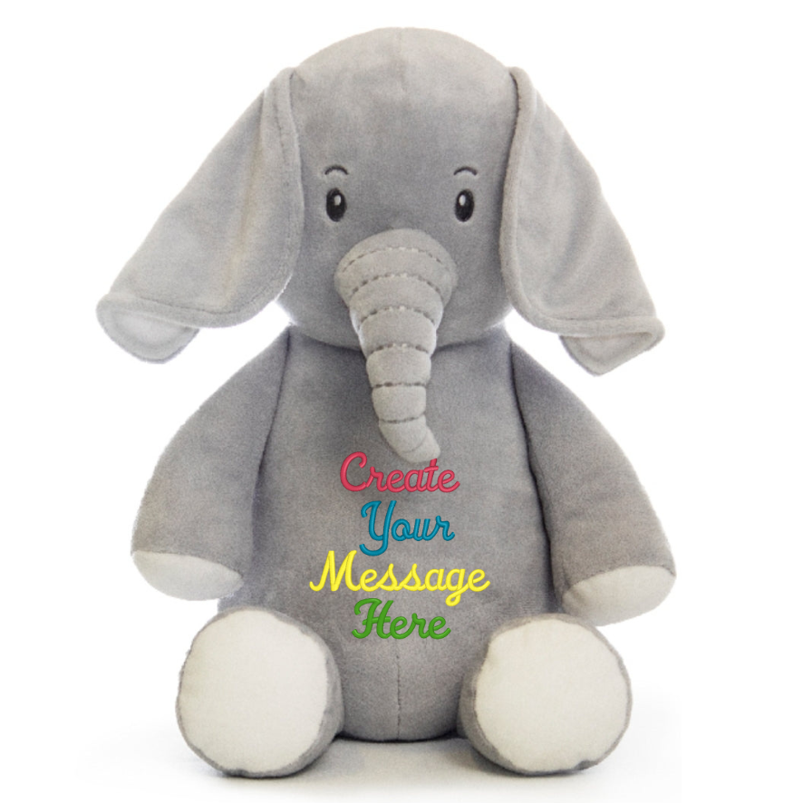 Gray Elephant - Personalized Embroidered Message