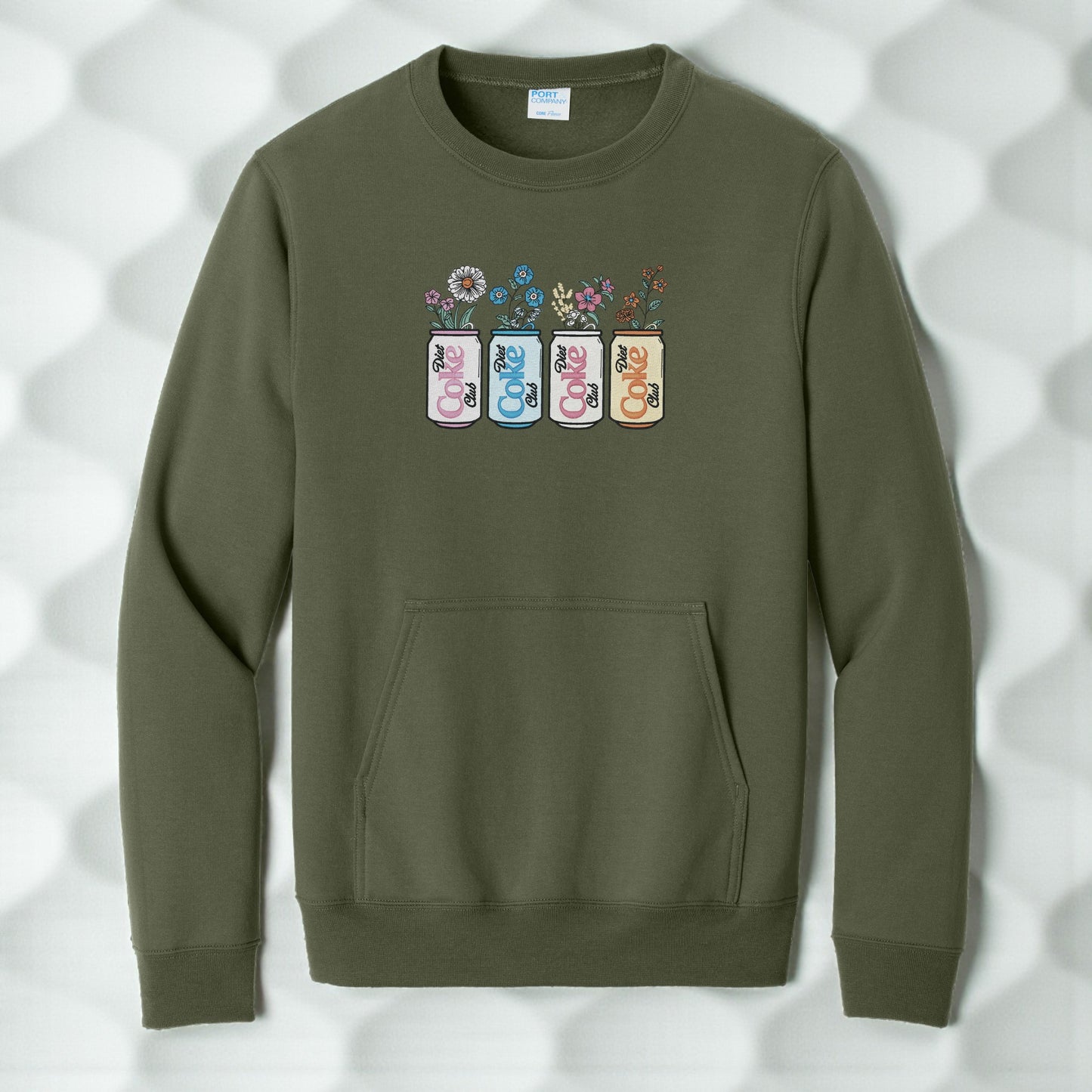 Diet Coke Club Embroidered Crewneck Sweatshirt - Front Pouch Pocket