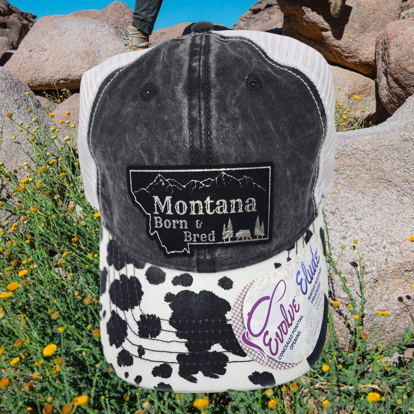 Montana Born & Bred Infinity Her Women's Cow Printed Visor with Mesh Back Cap