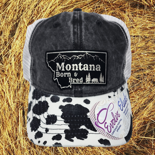 Montana Born & Bred Infinity Her Women's Cow Printed Visor with Mesh Back Cap