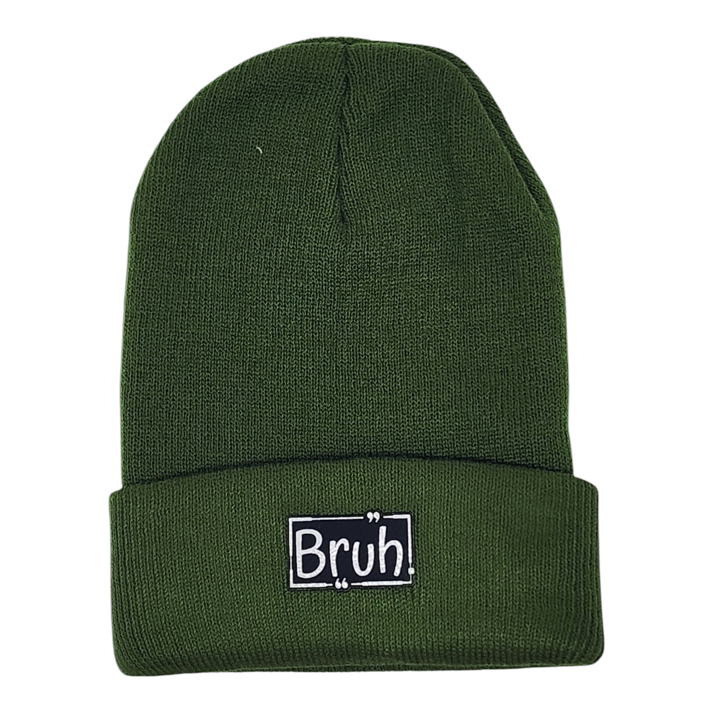 Kids Winter Knit Hat "Bruh" Black Leatherette Patch