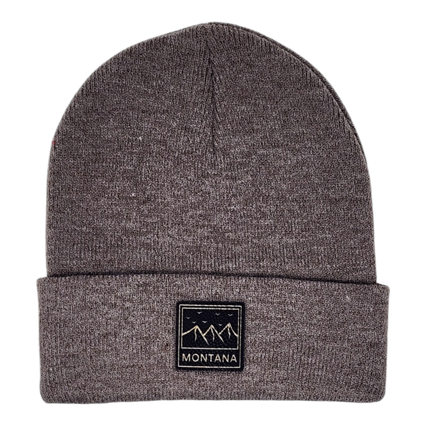 Montana Knit Beanie with Black and Gold Laser Engraved Patch | Unique Winter Hat | Gift for Mom, Dad, Sister, Brother, Friend