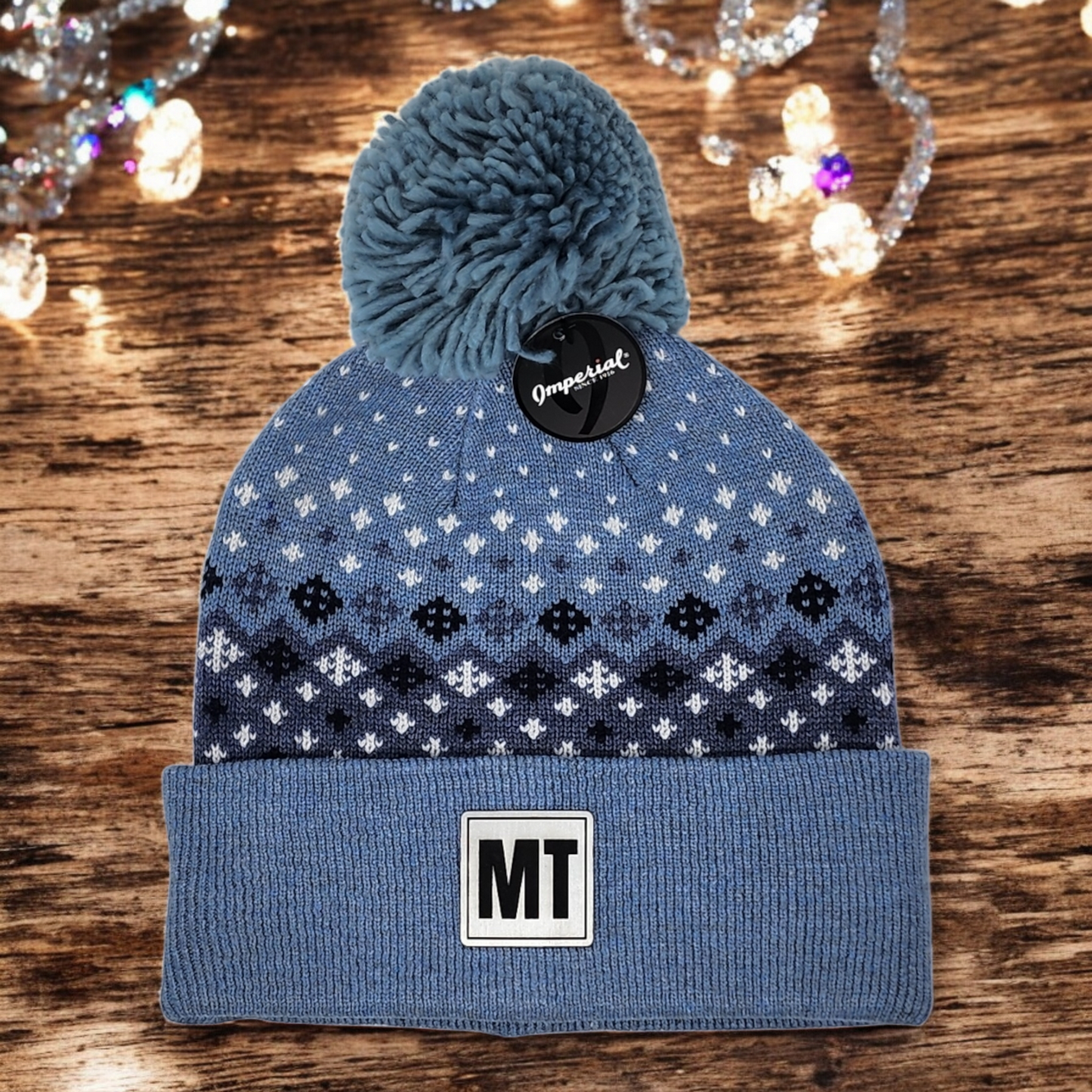 Montana Knit Beanie with Black and Gold Laser Engraved Patch | Unique Winter Hat | Gift for Mom, Dad, Sister, Brother, Friend