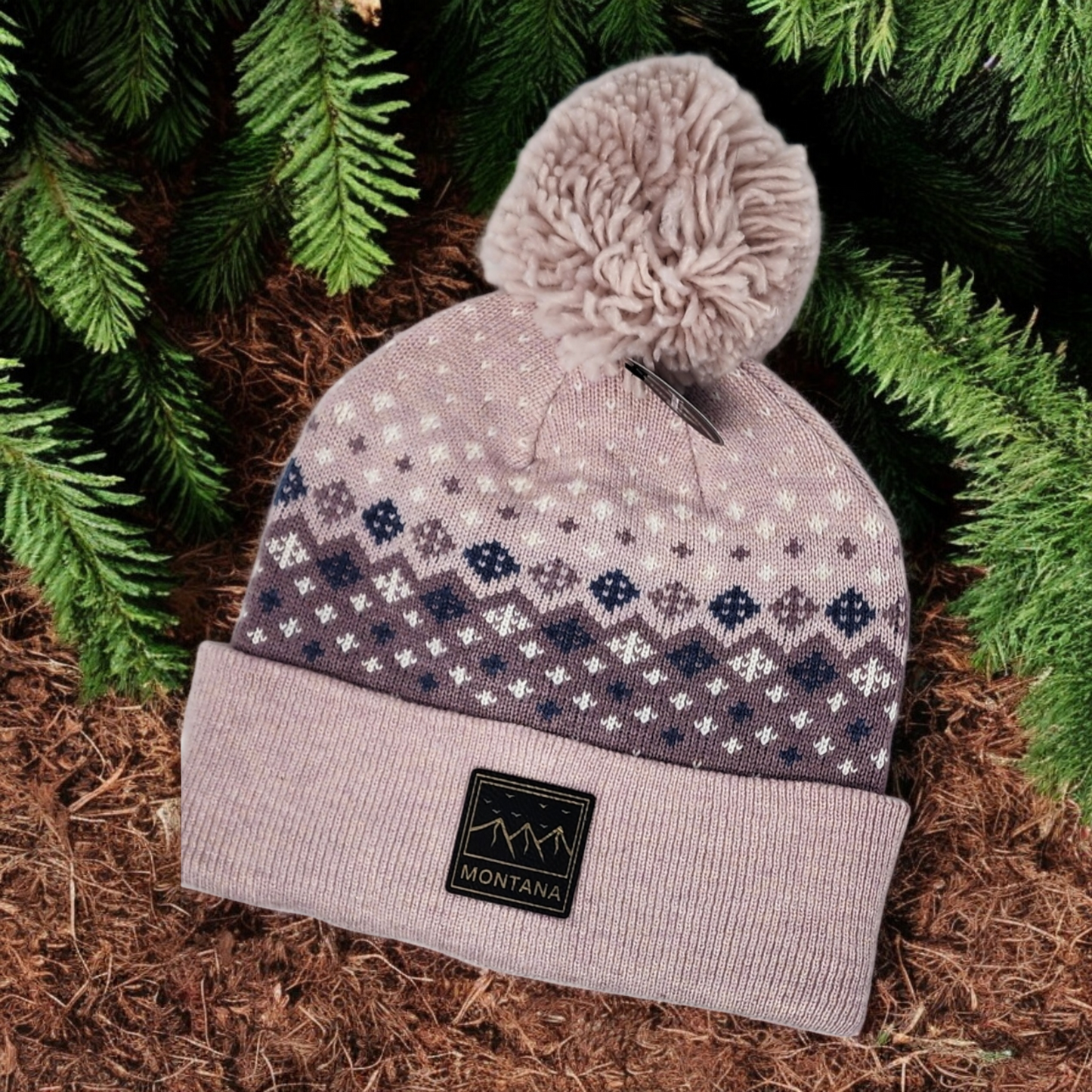 Montana Knit Beanie with Black and Gold Laser Engraved Patch | Unique Winter Hat | Gift for Mom, Dad, Sister, Brother, Friend