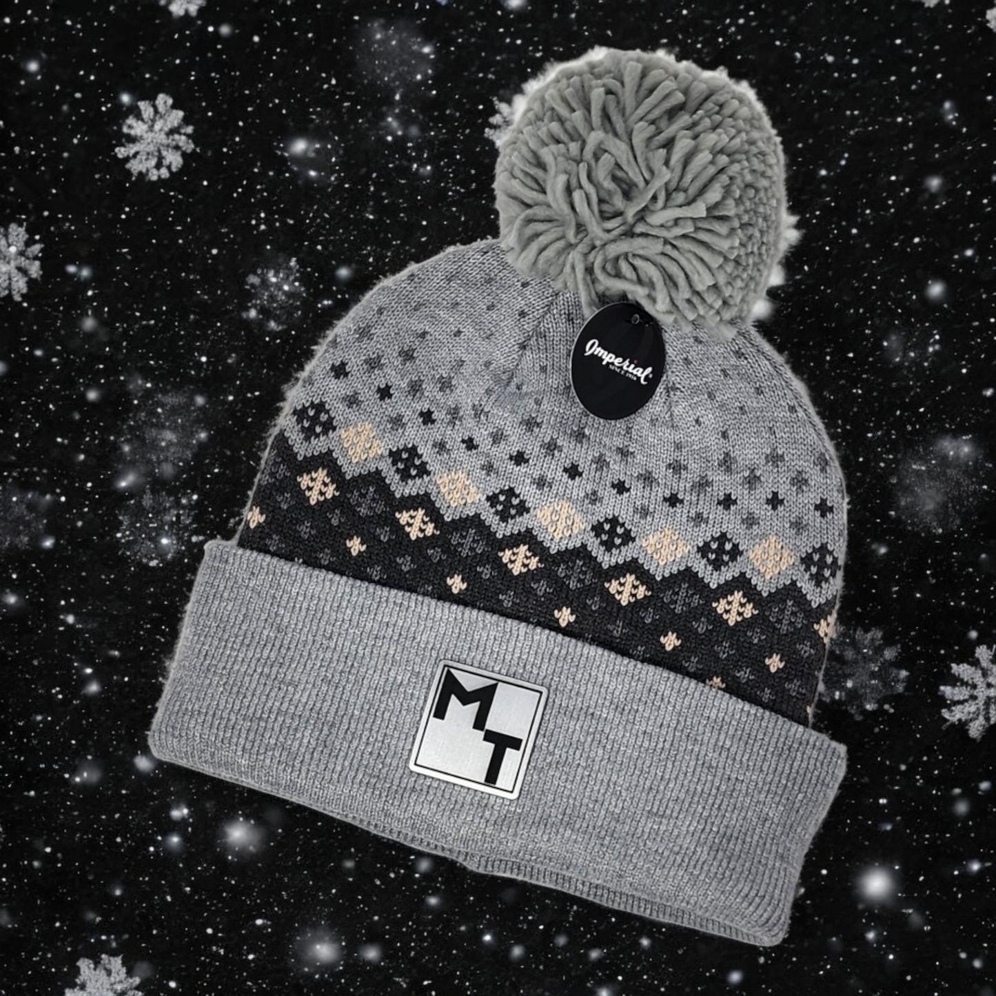 Montana Knit Beanie with Black and Gold Laser Engraved Patch | Unique Winter Hat | Gift for Mom, Dad, Sister, Brother, Friend