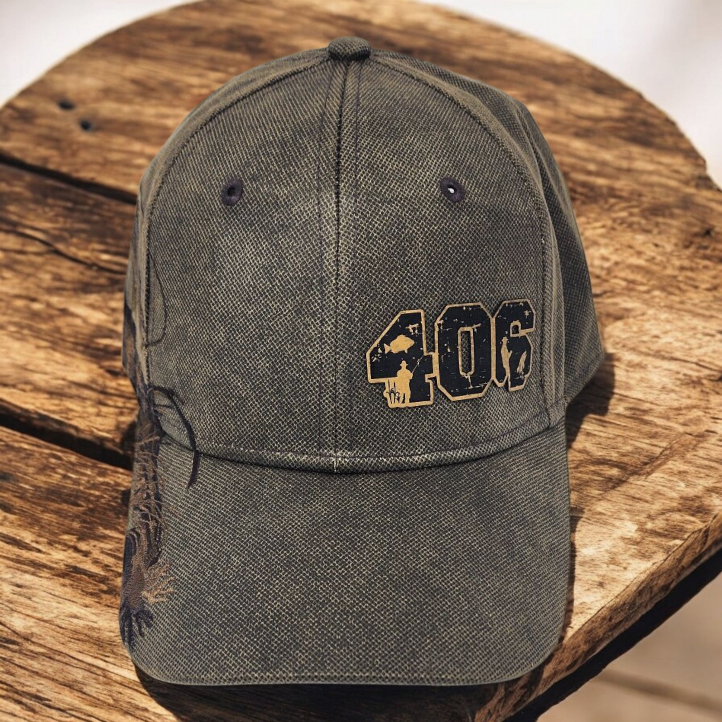 406 Walleye Fisherman Laser Engraved Patch Snapback