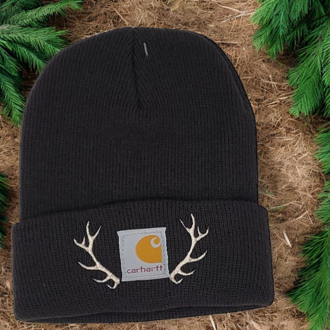 TODDLER/BABY Elk Antler beanie Embroidered Boy's Winter Hat Woodland Theme Outdoor Mountain Wildlife Child Hat Baby Boy Hat (Copy)