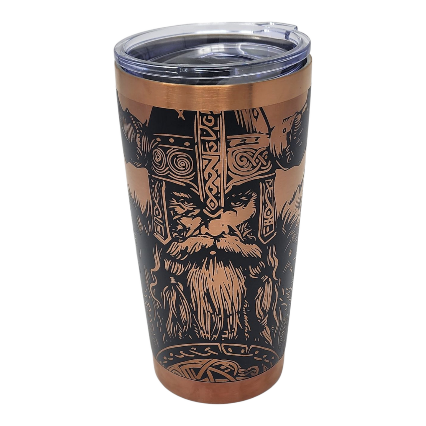 Laser Engraved Black and Copper Viking Designed Tumbler 20oz Hot or Iced Drinks