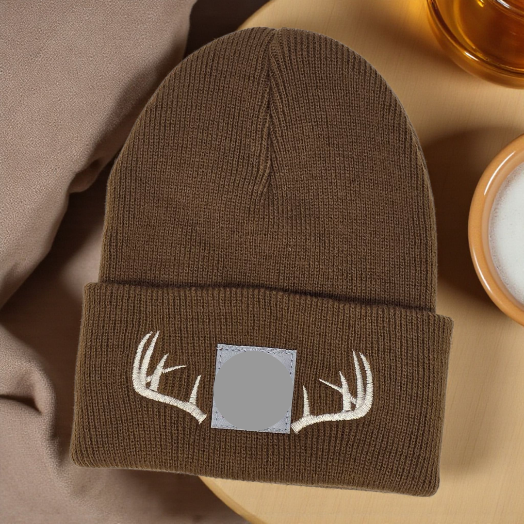 BABY/TODDLER Moose, Deer or Elk Antler beanie Embroidered Boy's Winter Hat Woodland Theme Outdoor Mountain Wildlife Child Hat Baby Boy Hat