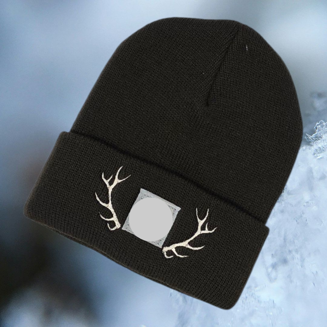 Toddler Baby Elk Antler Beanie - Embroidered Woodland Winter Hat