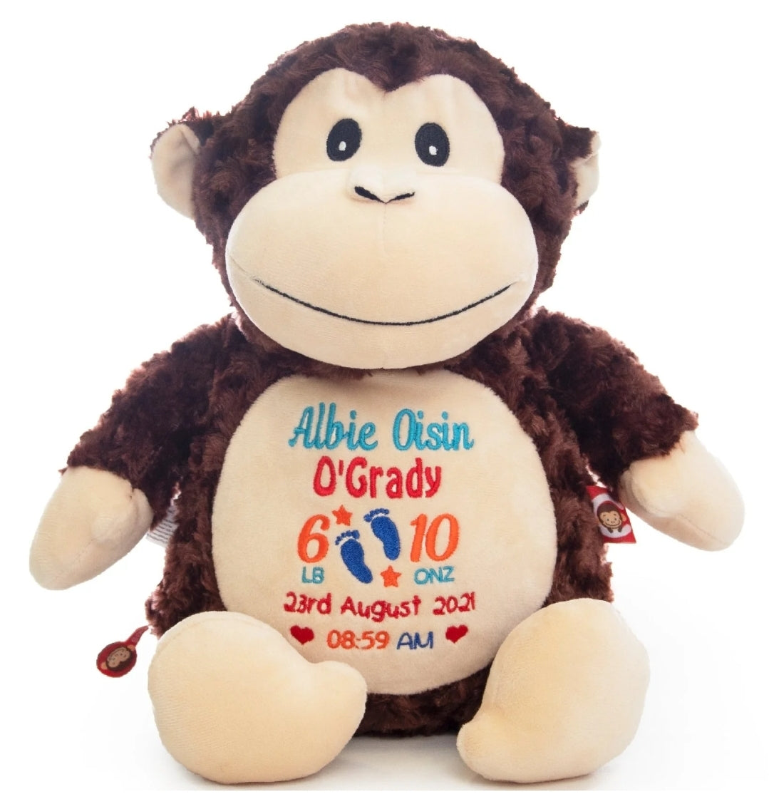 Brown Monkey - Personalized Embroidered Message