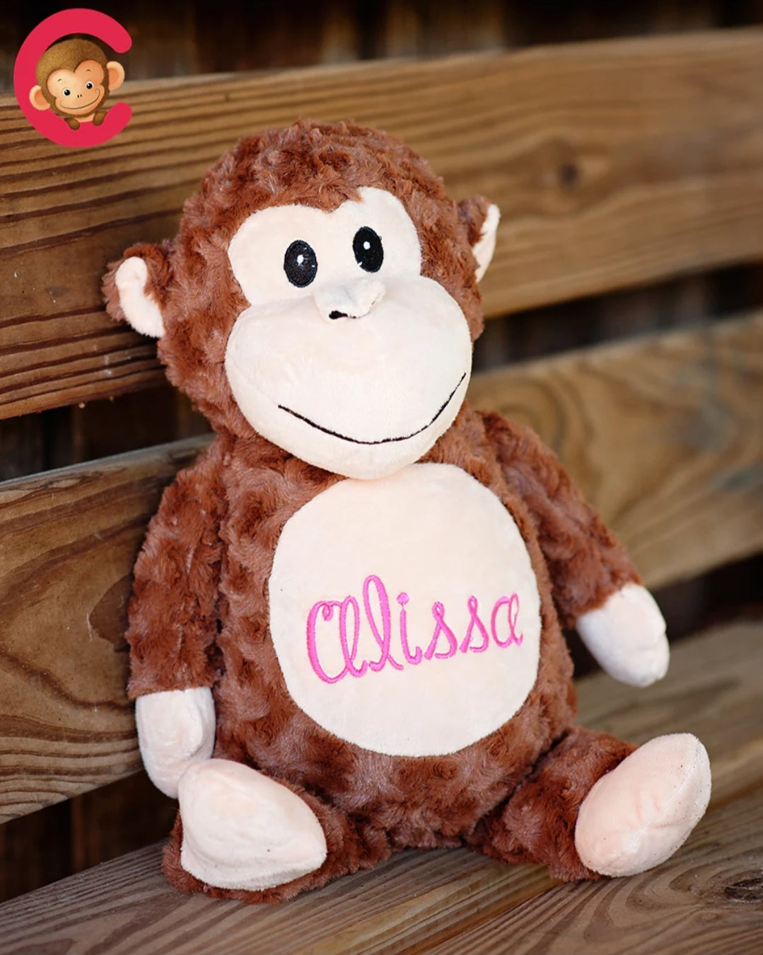 Brown Monkey - Personalized Embroidered Message