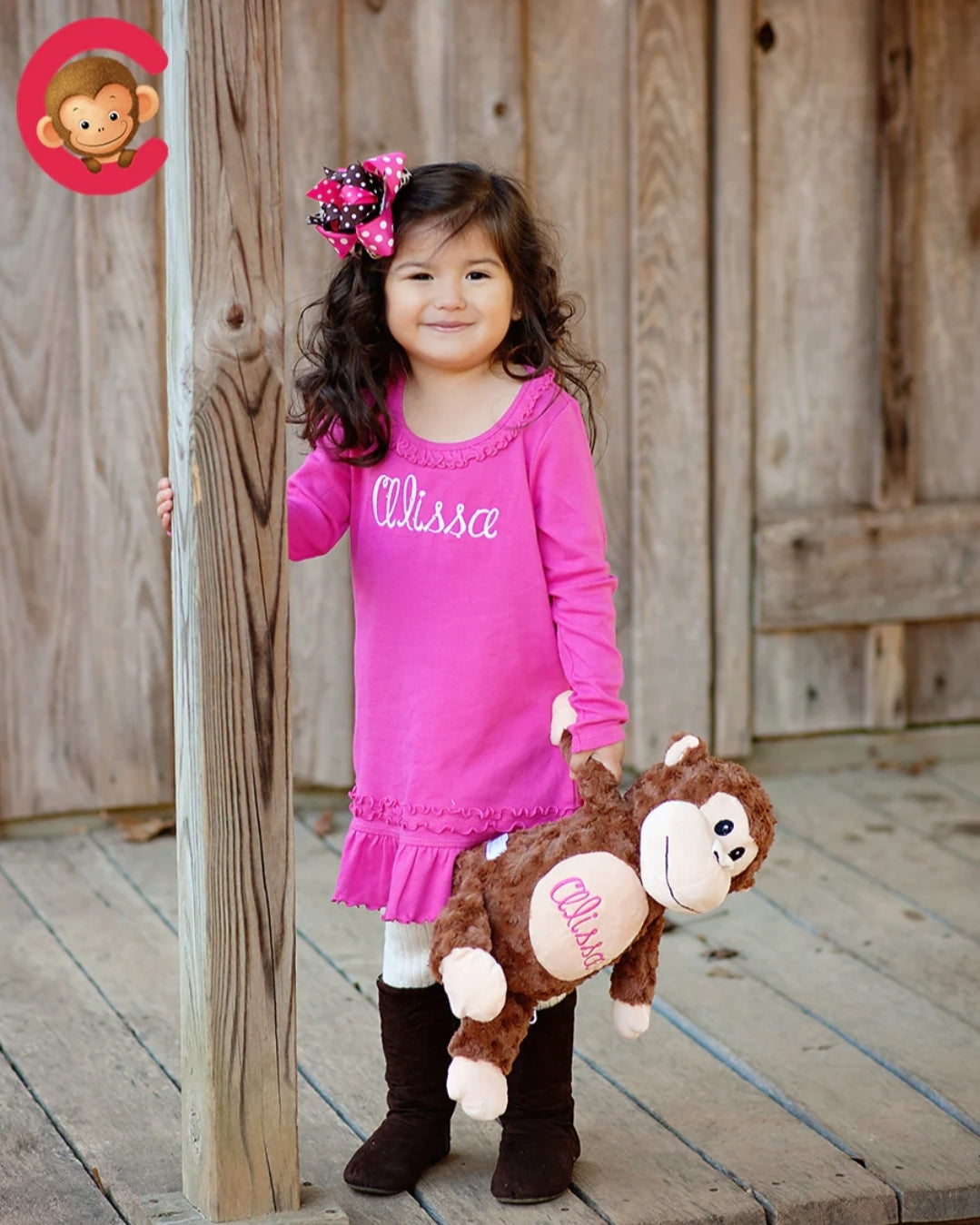 Brown Monkey - Personalized Embroidered Message
