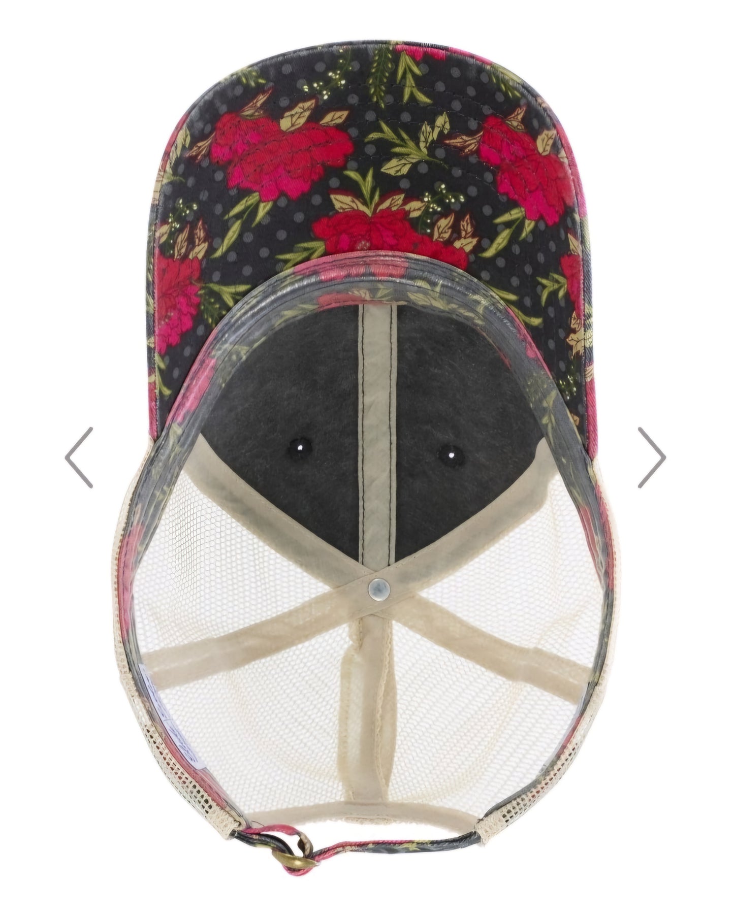 Montana Glamma Black/Floral/Khaki Ponytail Cap with Gold/Black Laser Engraved Patch