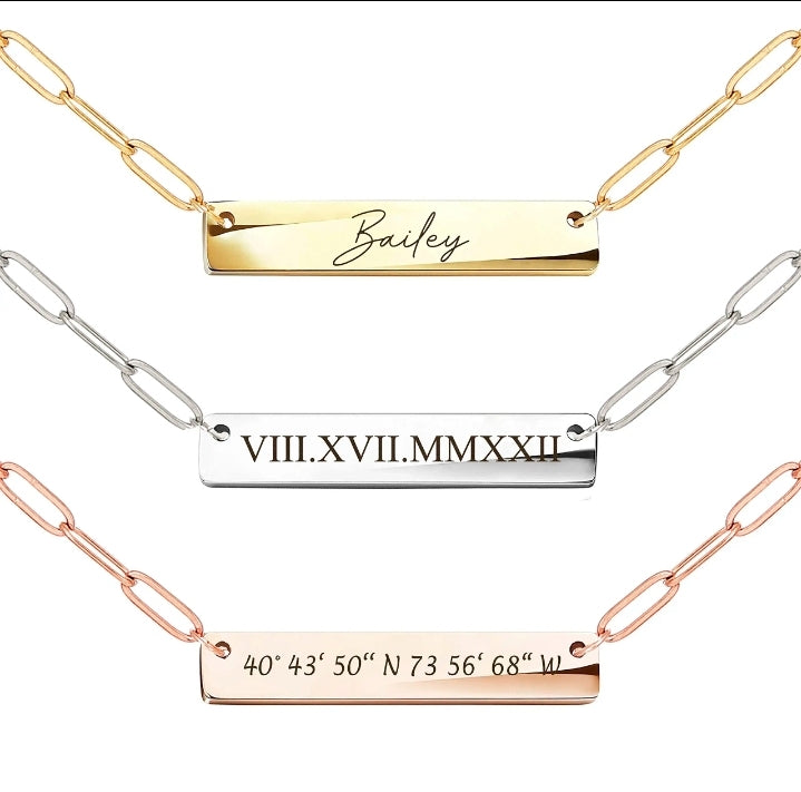 Personalized Horizontal Bar Necklace