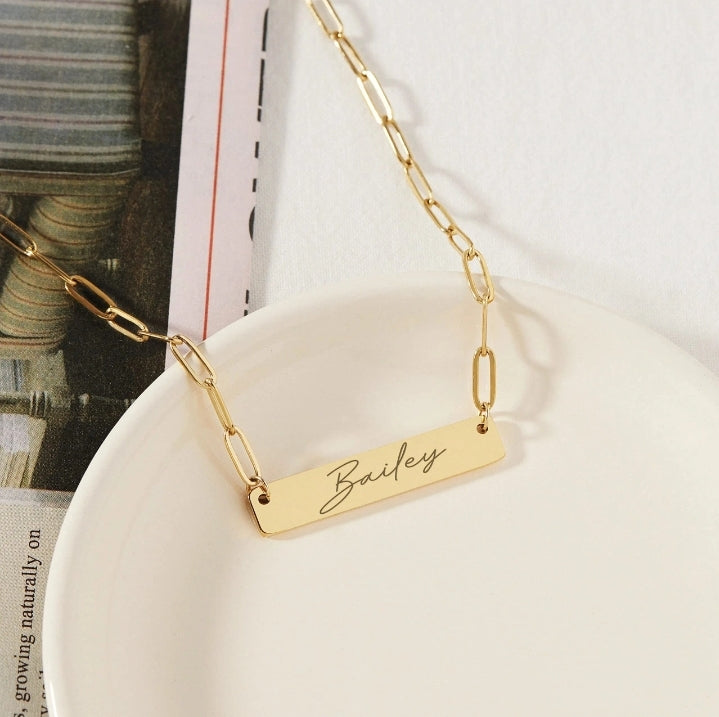 Personalized Horizontal Bar Necklace