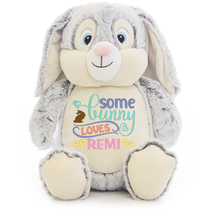 Grey Bunny - Personalized Embroidered Message