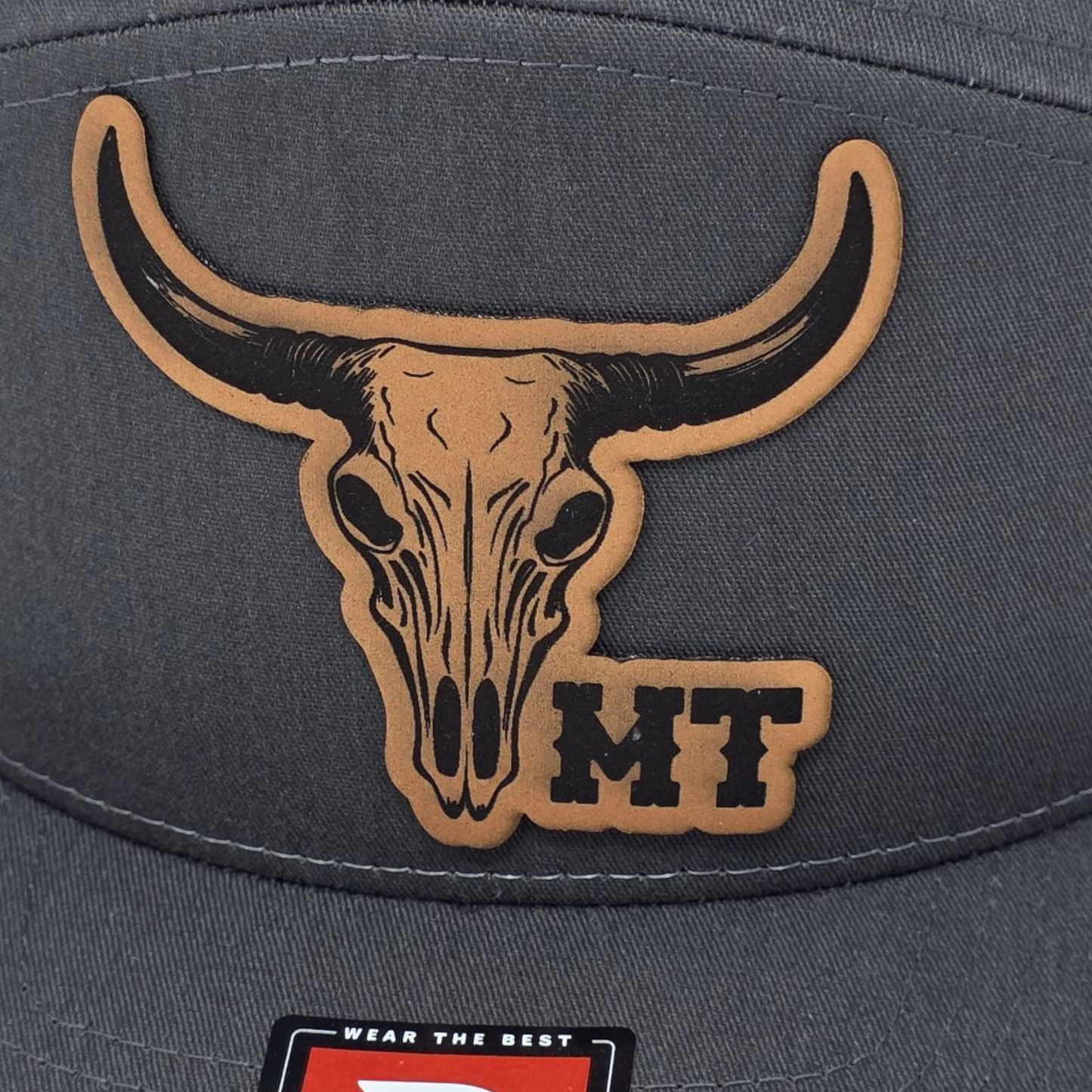 Western Richardson Flat Bill Snapback – Laser Engraved Cow Skull