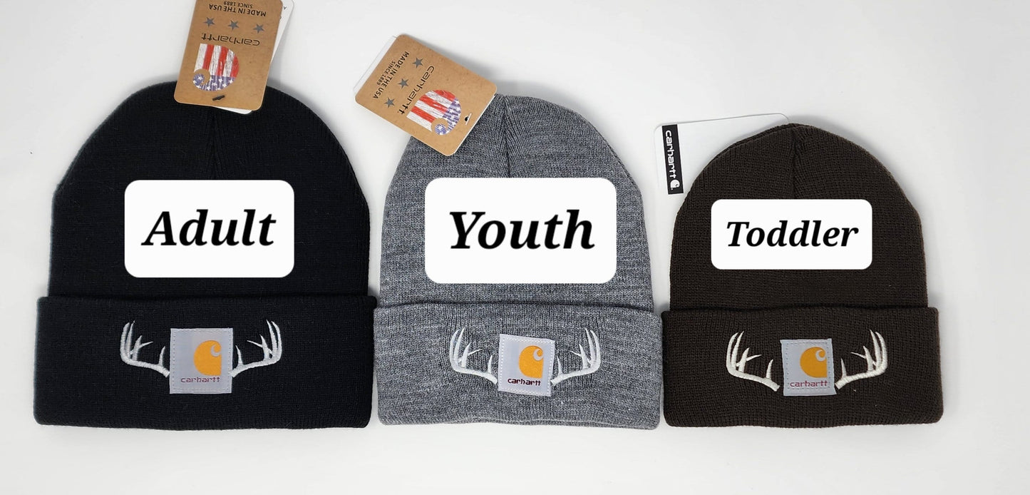 TODDLER Deer Antler beanie | Customizable Embroidered Boy's Winter Hat | Hunter | son | Grandson | kids hat
