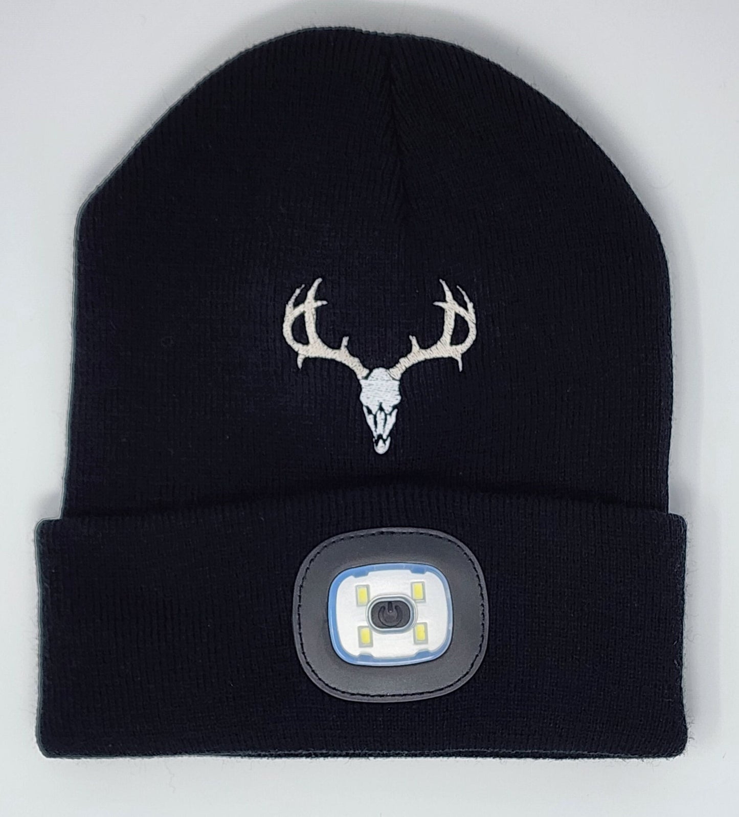 Deer Skull Embroidered Beanie with rechargeable light| Embroidered Hat | Camping | Walking | Hiking | Jogging | Night Shift