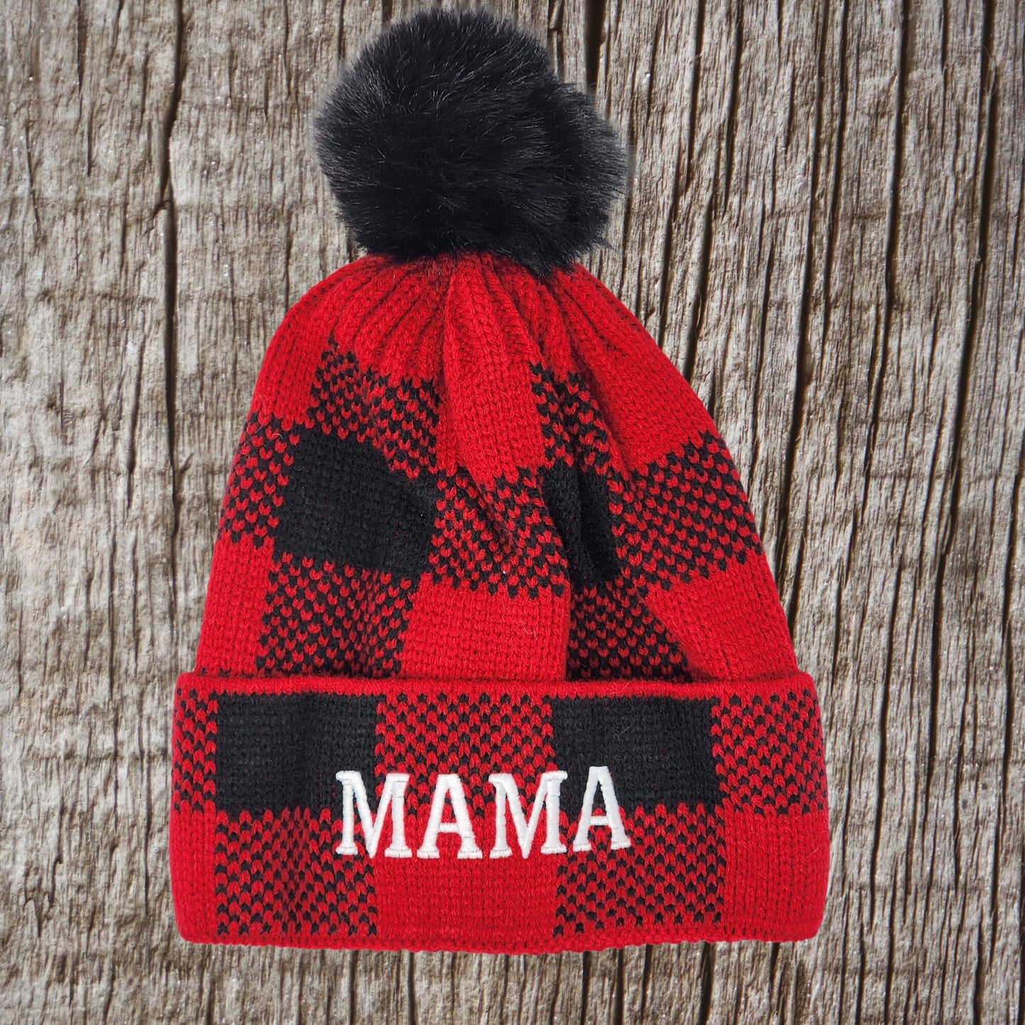 Mama/Dada/Mini Matching Red Buffalo Plaid Beanies | Personalized Embroidery | Unique gift | Mom | Dad | Son | Daughter