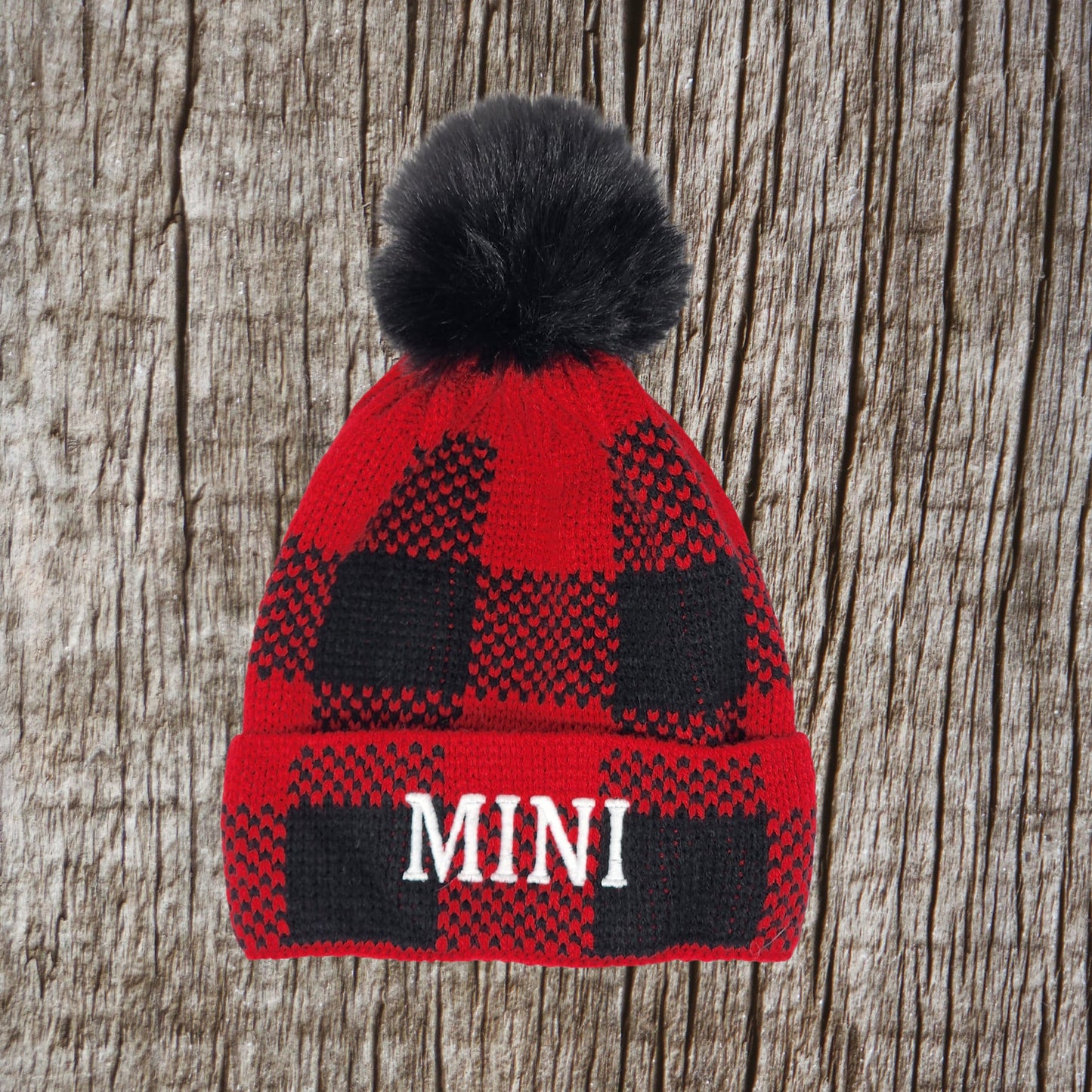 Mama/Dada/Mini Matching Red Buffalo Plaid Beanies | Personalized Embroidery | Unique gift | Mom | Dad | Son | Daughter