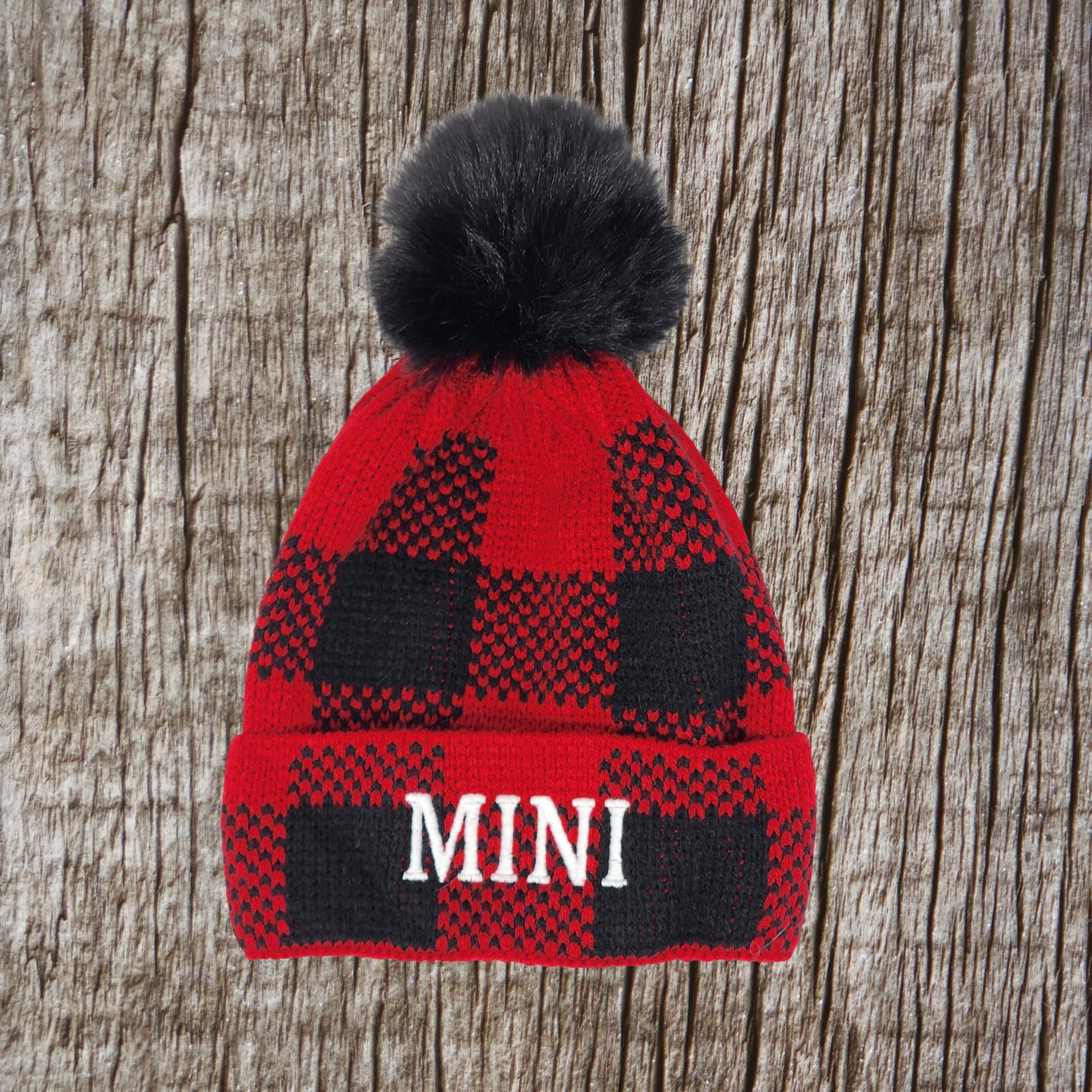 Mama/Dada/Mini Matching Red Buffalo Plaid Beanies | Personalized Embroidery | Unique gift | Mom | Dad | Son | Daughter