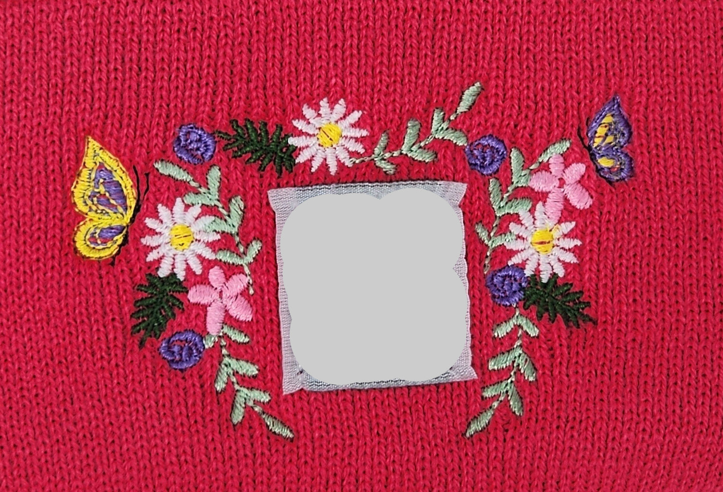 CHILD Size Beanie with Embroidered Flowers and Butterfies Unique Embroidered Child Winter Hat Girl Grade School