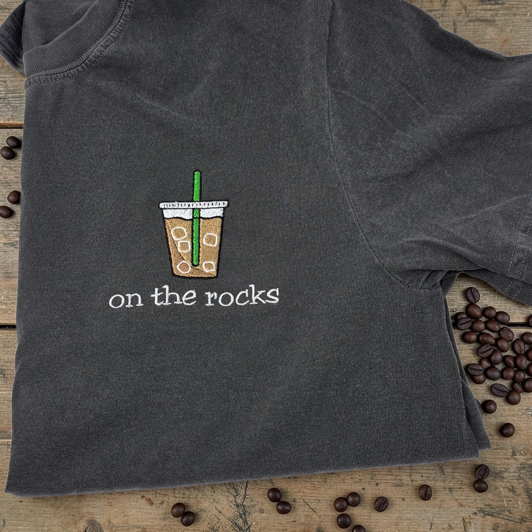 Comfort Colors Short Sleeve T-Shirt - Pepper with Embroidered Design