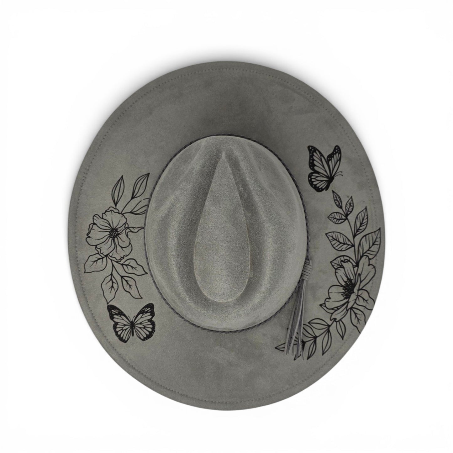 Laser Engraved Wide Brim Vegan Hat