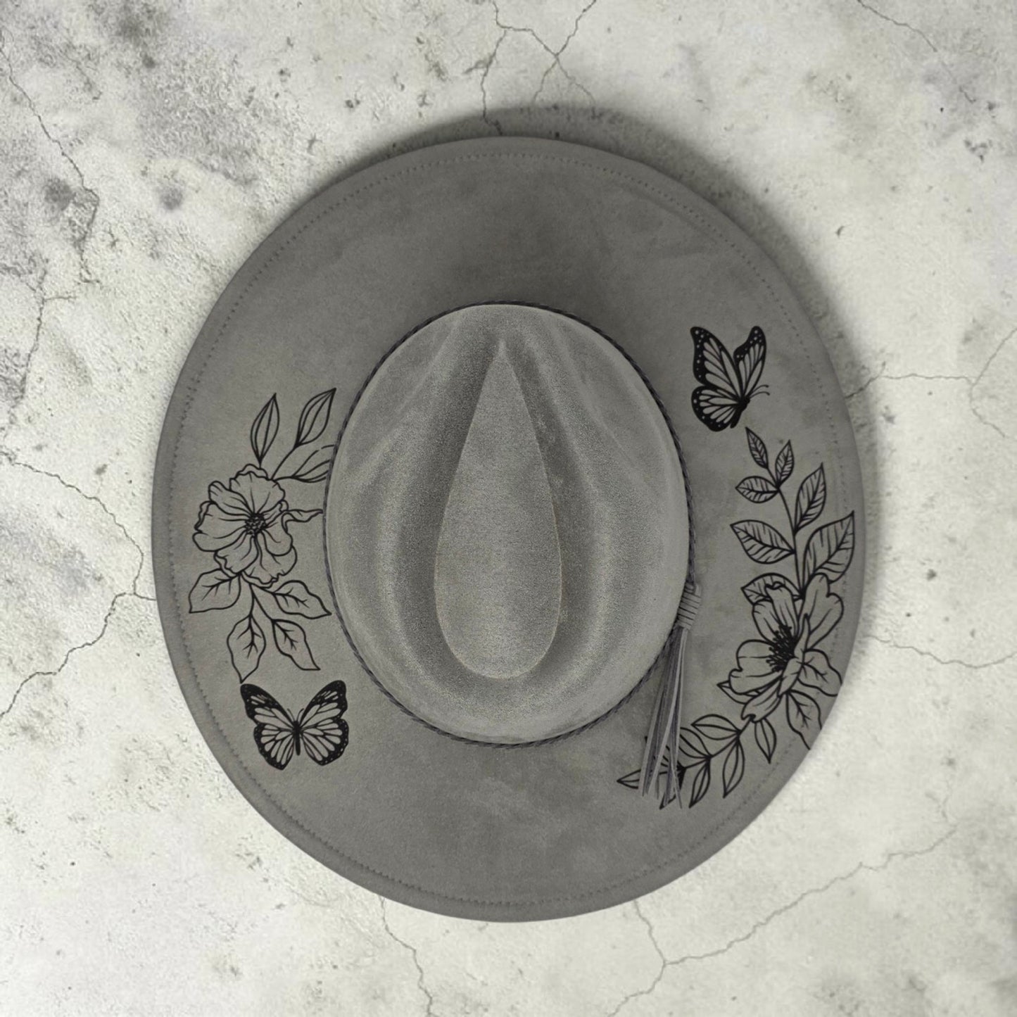 Laser Engraved Wide Brim Vegan Hat