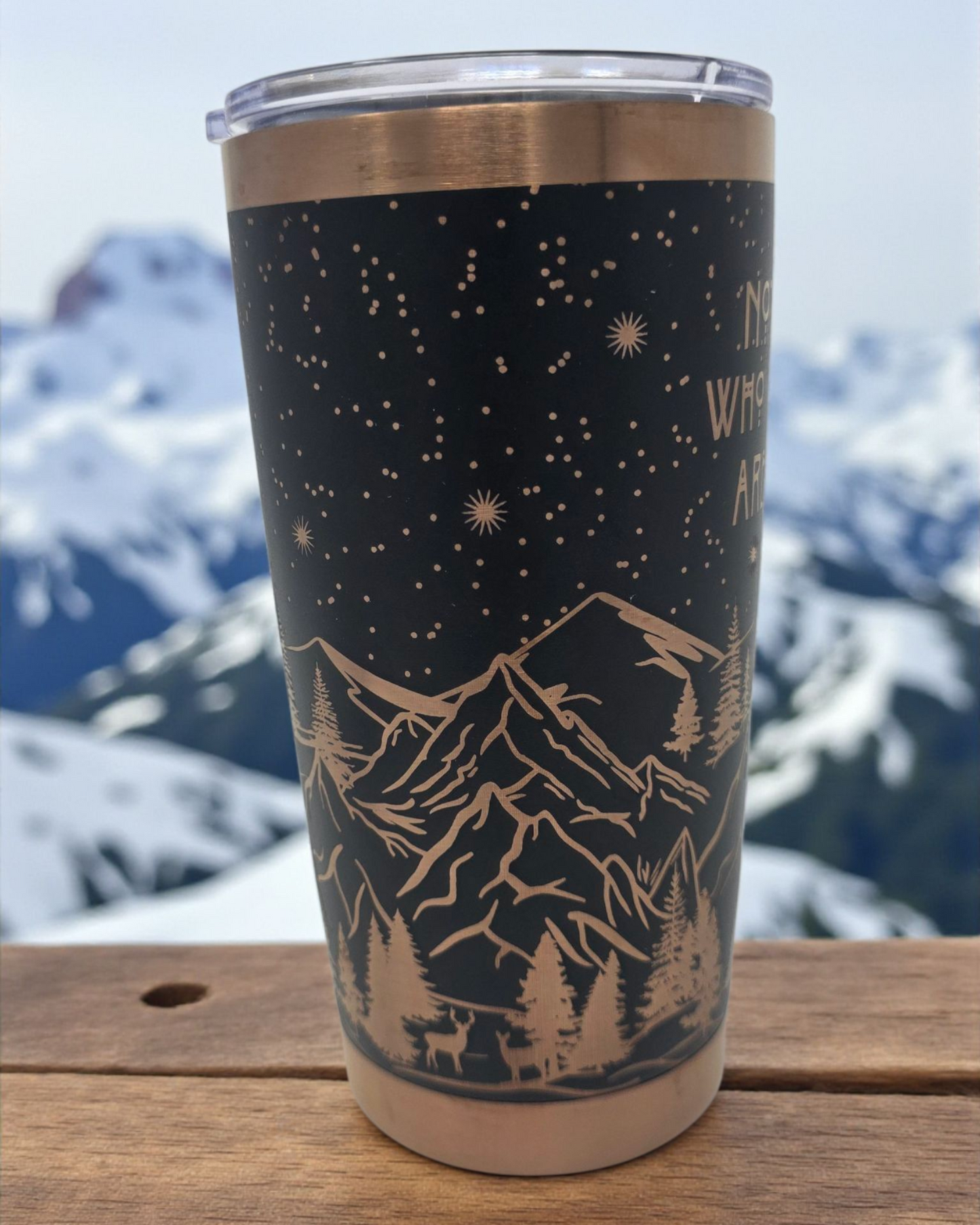 20oz Black & Copper “Not All Who Wander Are Lost” Laser-Engraved Tumbler