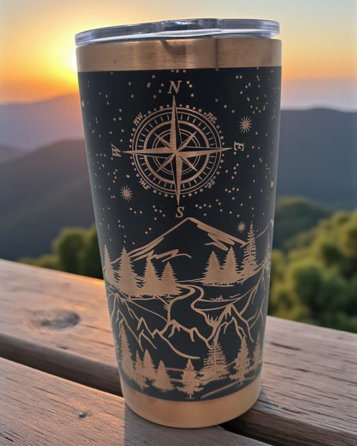 20oz Black & Copper “Not All Who Wander Are Lost” Laser-Engraved Tumbler