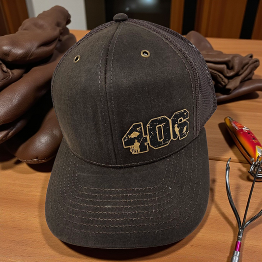 406 Fisherman Laser Engraved Patch on Richardson 112WF Fremont Trucker Cap