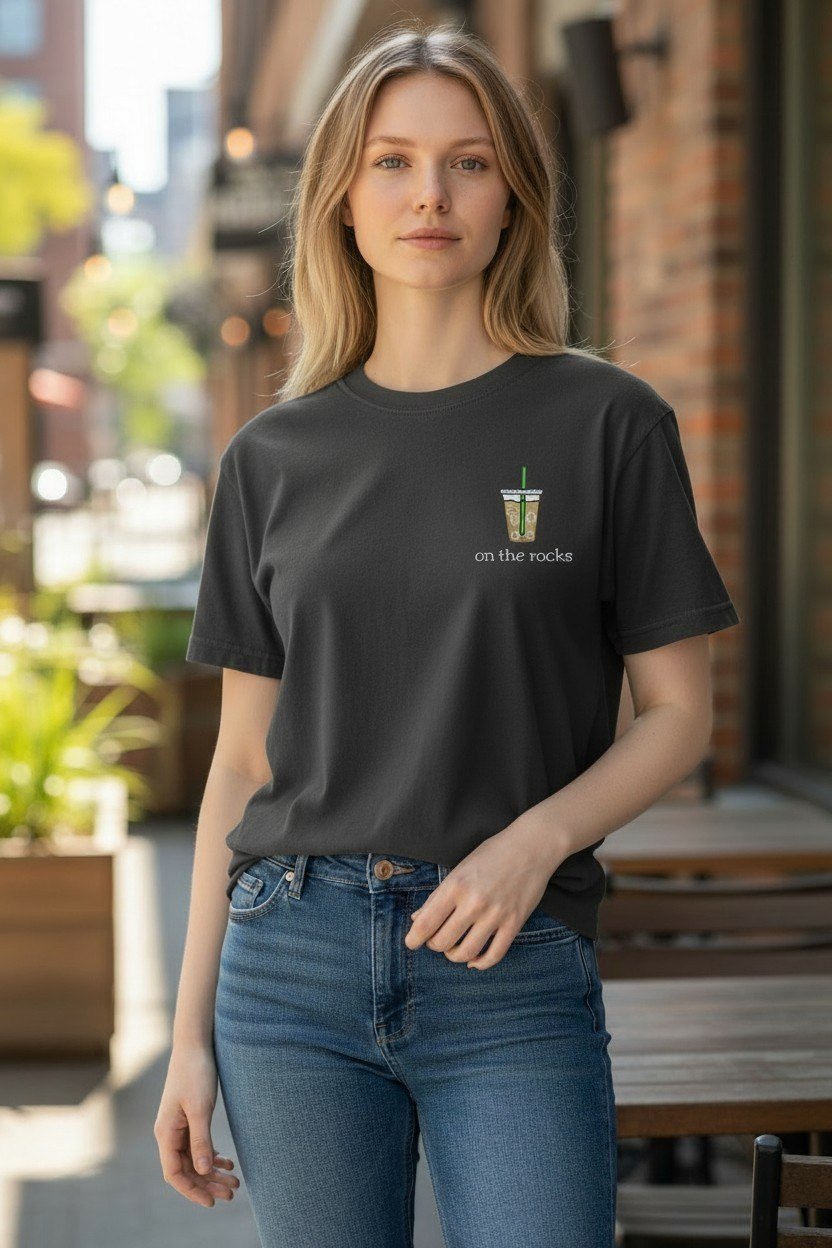Comfort Colors Short Sleeve T-Shirt - Pepper with Embroidered Design